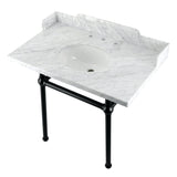 Fauceture 36-Inch Carrara Marble Console Sink with Brass Legs