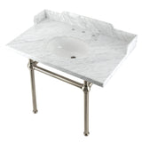 Fauceture 36-Inch Carrara Marble Console Sink with Brass Legs