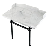 Fauceture 36-Inch Carrara Marble Console Sink with Brass Legs