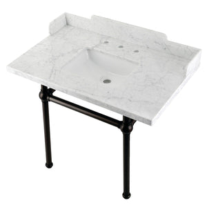 Fauceture 36-Inch Carrara Marble Console Sink with Brass Legs