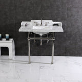 Fauceture 36-Inch Carrara Marble Console Sink with Brass Legs