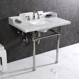 Fauceture 36-Inch Carrara Marble Console Sink with Brass Legs