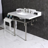 Fauceture 36-Inch Carrara Marble Console Sink with Brass Legs