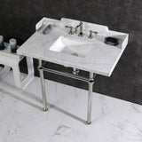 Fauceture 36-Inch Carrara Marble Console Sink with Brass Legs