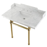 Fauceture 36-Inch Carrara Marble Console Sink with Brass Legs