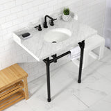 Fauceture 36-Inch Carrara Marble Console Sink with Stainless Steel Legs