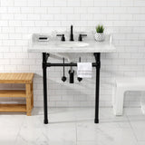 Fauceture 36-Inch Carrara Marble Console Sink with Stainless Steel Legs