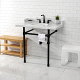 Fauceture 36-Inch Carrara Marble Console Sink with Stainless Steel Legs