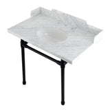 Dreyden 36-Inch Carrara Marble Console Sink with Stainless Steel Legs (8-Inch, 3-Hole)