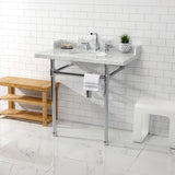 Fauceture 36-Inch Carrara Marble Console Sink with Stainless Steel Legs