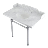 Dreyden 36-Inch Carrara Marble Console Sink with Stainless Steel Legs (8-Inch, 3-Hole)