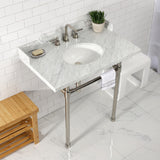 Fauceture 36-Inch Carrara Marble Console Sink with Stainless Steel Legs