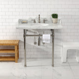 Fauceture 36-Inch Carrara Marble Console Sink with Stainless Steel Legs