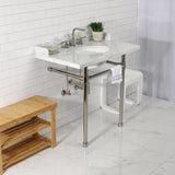 Fauceture 36-Inch Carrara Marble Console Sink with Stainless Steel Legs