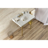 Fauceture 36-Inch Carrara Marble Console Sink with Stainless Steel Legs