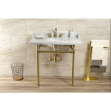 Fauceture 36-Inch Carrara Marble Console Sink with Stainless Steel Legs