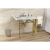 Dreyden 36-Inch Carrara Marble Console Sink with Stainless Steel Legs (8-Inch, 3-Hole)