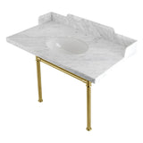 Dreyden 36-Inch Carrara Marble Console Sink with Stainless Steel Legs (8-Inch, 3-Hole)