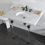 Pemberton 36-Inch Carrara Marble Console Sink with Acrylic Legs (8-Inch, 3-Hole)