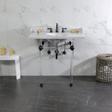 Fauceture 36-Inch Carrara Marble Console Sink with Acrylic Legs