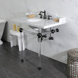 Pemberton 36-Inch Carrara Marble Console Sink with Acrylic Legs (8-Inch, 3-Hole)