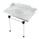 Pemberton 36-Inch Carrara Marble Console Sink with Acrylic Legs (8-Inch, 3-Hole)