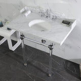 Fauceture 36-Inch Carrara Marble Console Sink with Acrylic Legs