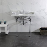 Pemberton 36-Inch Carrara Marble Console Sink with Acrylic Legs (8-Inch, 3-Hole)