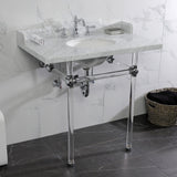 Fauceture 36-Inch Carrara Marble Console Sink with Acrylic Legs