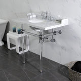 Pemberton 36-Inch Carrara Marble Console Sink with Acrylic Legs (8-Inch, 3-Hole)