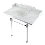 Pemberton 36-Inch Carrara Marble Console Sink with Acrylic Legs (8-Inch, 3-Hole)