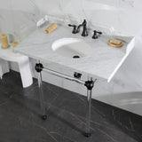 Fauceture 36-Inch Carrara Marble Console Sink with Acrylic Legs