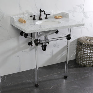 Fauceture 36-Inch Carrara Marble Console Sink with Acrylic Legs