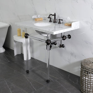 Fauceture 36-Inch Carrara Marble Console Sink with Acrylic Legs