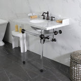 Pemberton 36-Inch Carrara Marble Console Sink with Acrylic Legs (8-Inch, 3-Hole)