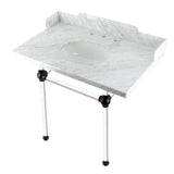 Pemberton 36-Inch Carrara Marble Console Sink with Acrylic Legs (8-Inch, 3-Hole)