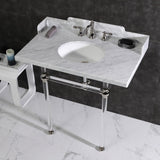 Pemberton 36-Inch Carrara Marble Console Sink with Acrylic Legs (8-Inch, 3-Hole)