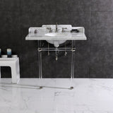 Pemberton 36-Inch Carrara Marble Console Sink with Acrylic Legs (8-Inch, 3-Hole)