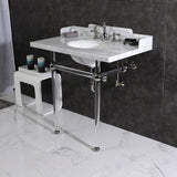 Fauceture 36-Inch Carrara Marble Console Sink with Acrylic Legs