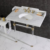 Pemberton 36-Inch Carrara Marble Console Sink with Acrylic Legs (8-Inch, 3-Hole)