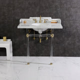 Fauceture 36-Inch Carrara Marble Console Sink with Acrylic Legs