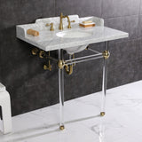 Pemberton 36-Inch Carrara Marble Console Sink with Acrylic Legs (8-Inch, 3-Hole)