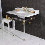 Fauceture 36-Inch Carrara Marble Console Sink with Acrylic Legs