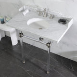 Fauceture 36-Inch Carrara Marble Console Sink with Acrylic Legs