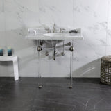 Pemberton 36-Inch Carrara Marble Console Sink with Acrylic Legs (8-Inch, 3-Hole)