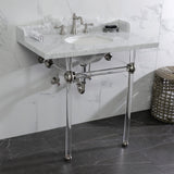 Fauceture 36-Inch Carrara Marble Console Sink with Acrylic Legs