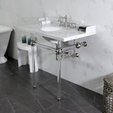 Pemberton 36-Inch Carrara Marble Console Sink with Acrylic Legs (8-Inch, 3-Hole)