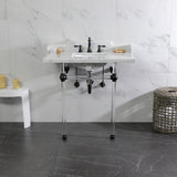 Fauceture 36-Inch Carrara Marble Console Sink with Acrylic Legs