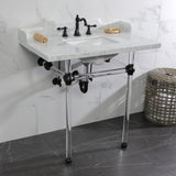 Fauceture 36-Inch Carrara Marble Console Sink with Acrylic Legs