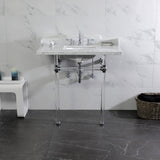 Fauceture 36-Inch Carrara Marble Console Sink with Acrylic Legs